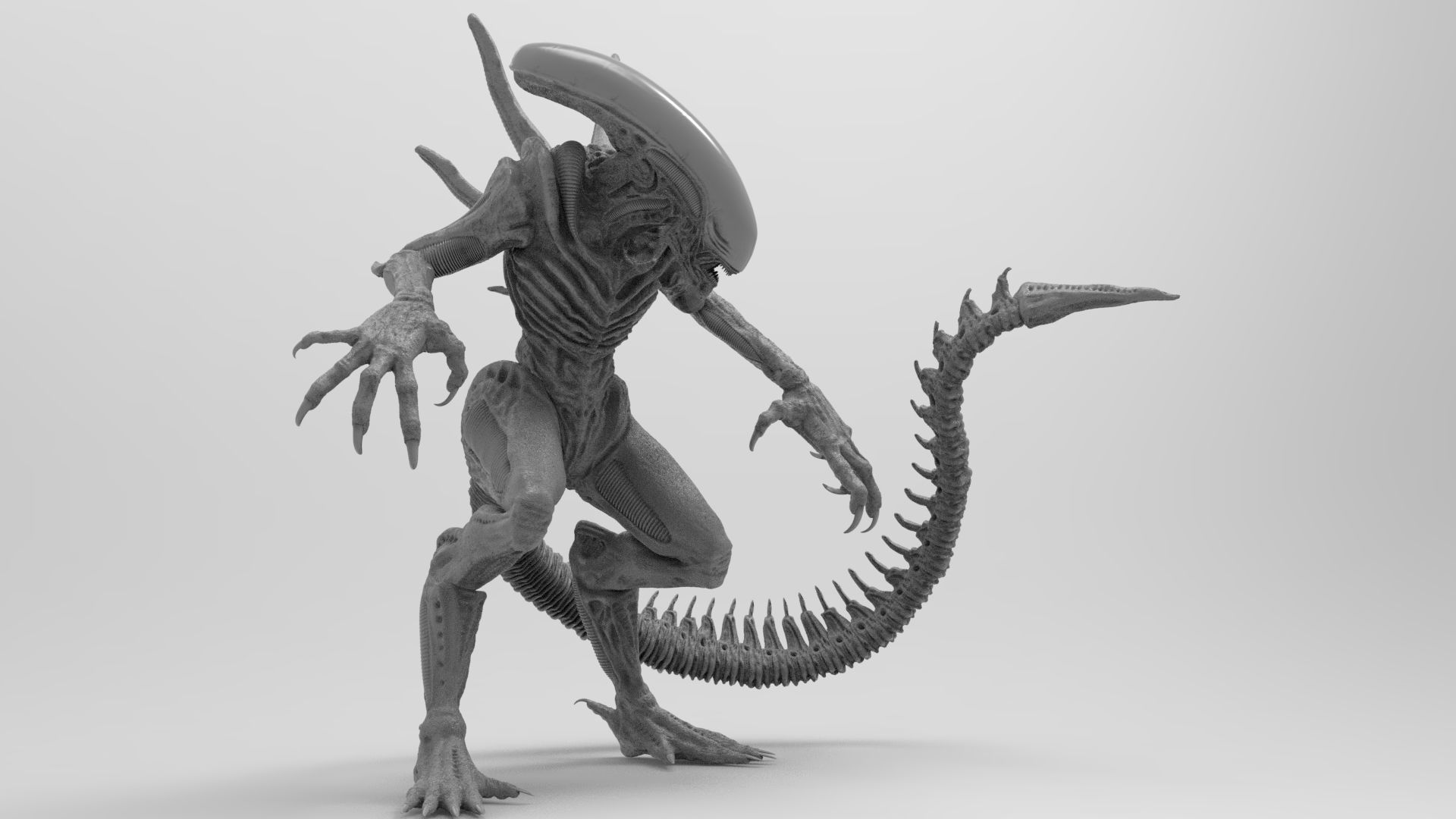 Alien Xenomorph Hunter 3D Production Model Rigged 3D model_1