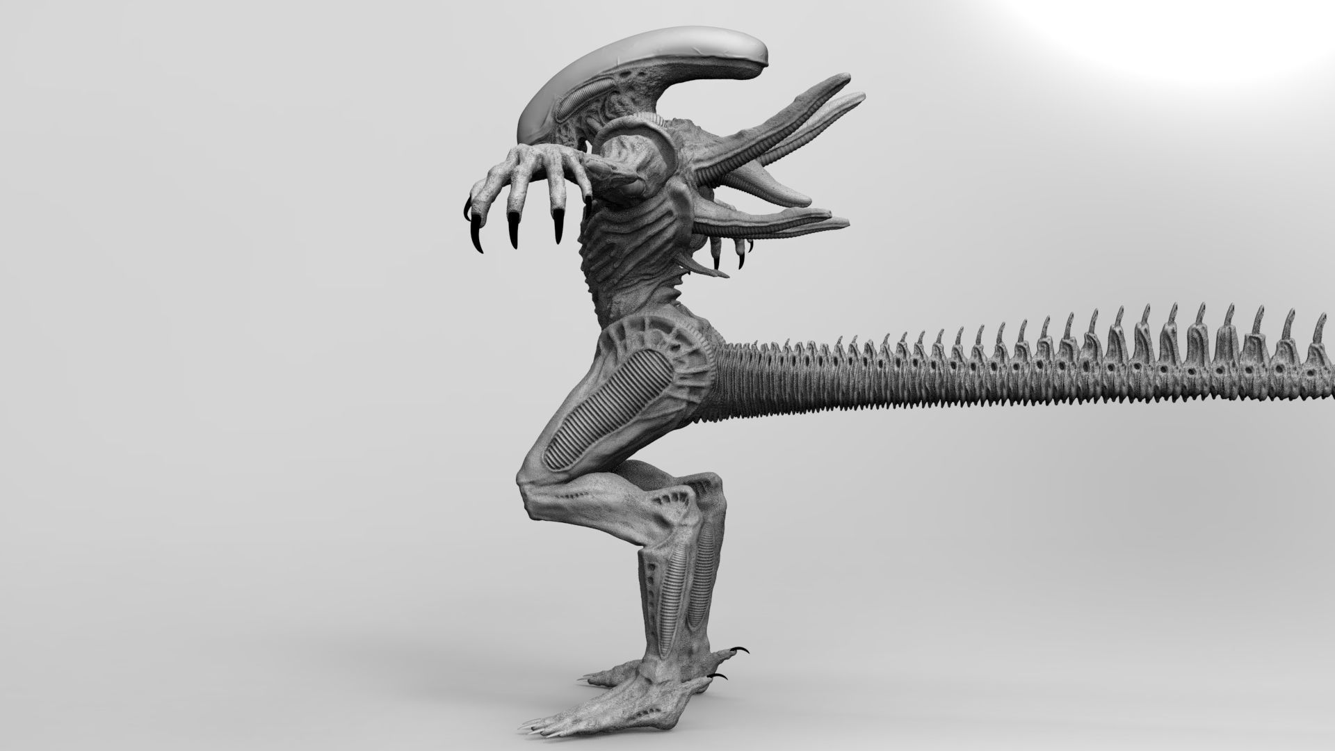 Alien Xenomorph Hunter 3D Production Model Rigged 3D model_11