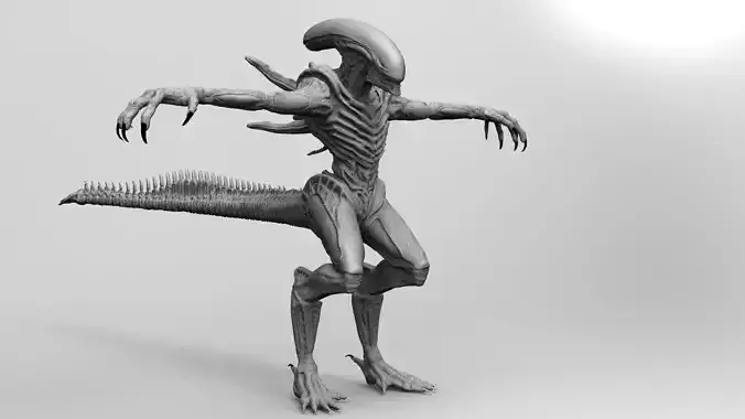 Alien Xenomorph Hunter 3D Production Model Rigged 3D model