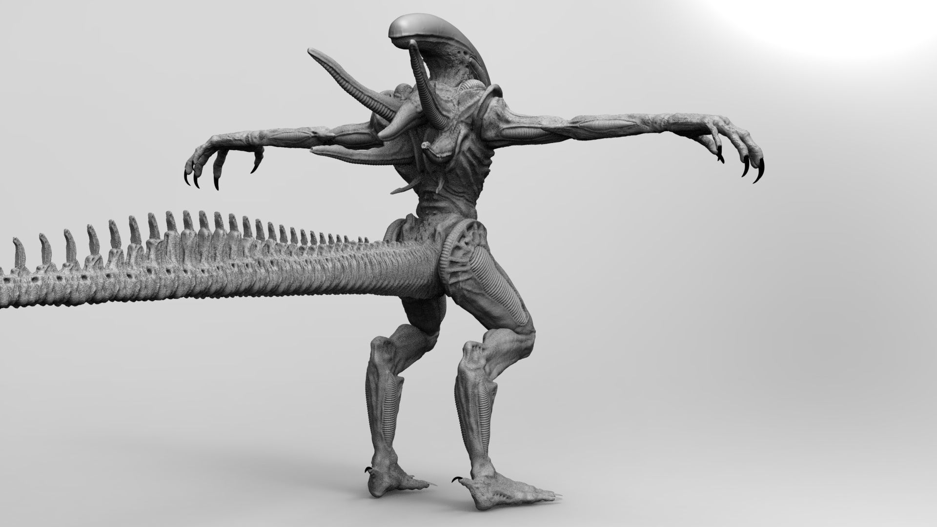 Alien Xenomorph Hunter 3D Production Model Rigged 3D model_18
