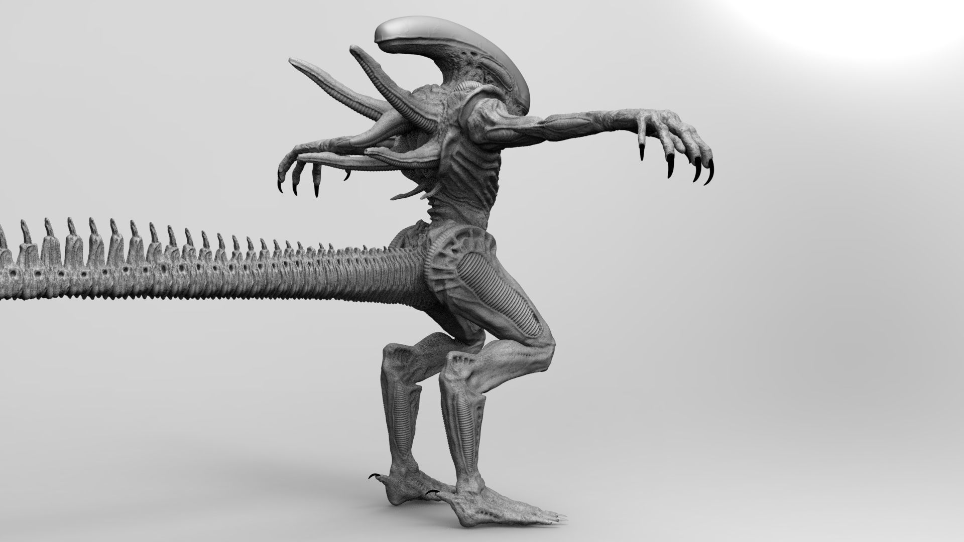 Alien Xenomorph Hunter 3D Production Model Rigged 3D model_32