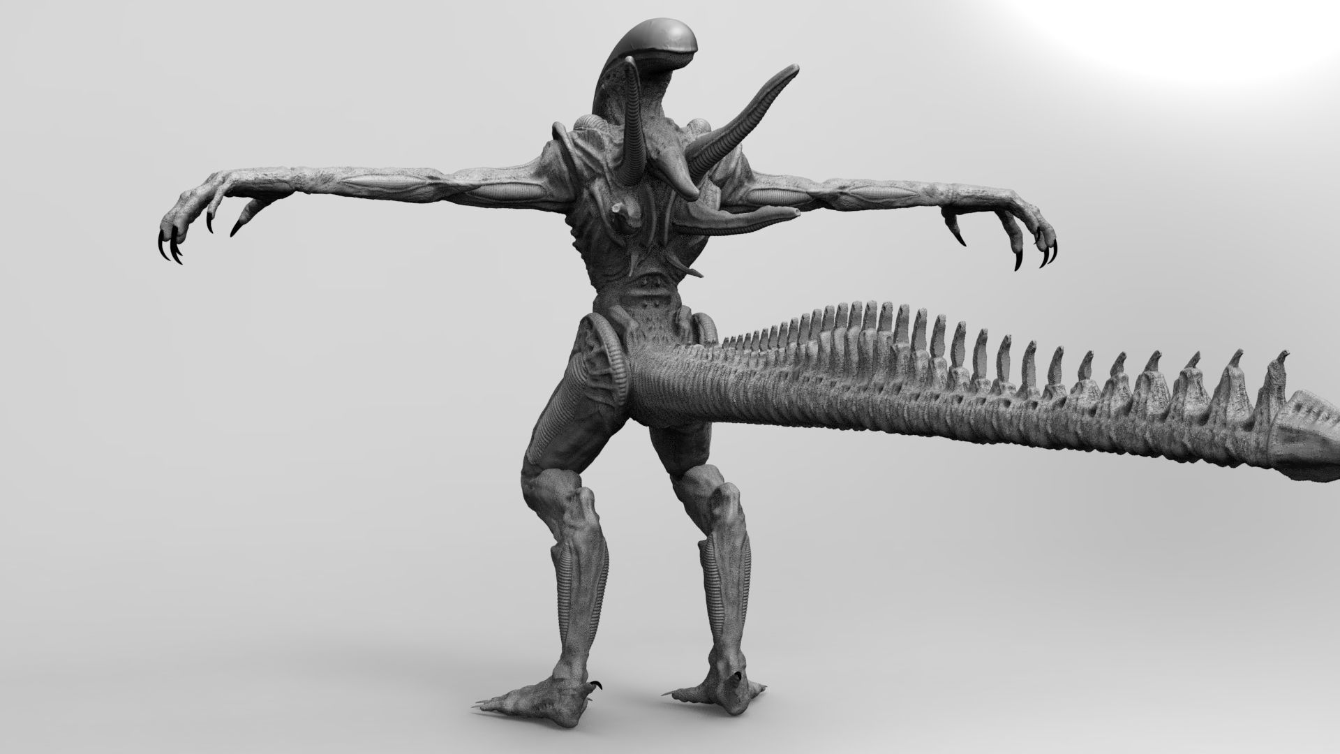 Alien Xenomorph Hunter 3D Production Model Rigged 3D model_28