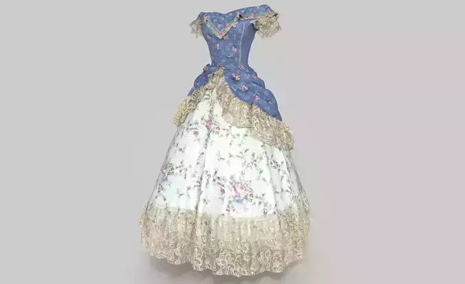 ROCOCO ERA DRESS 3D model