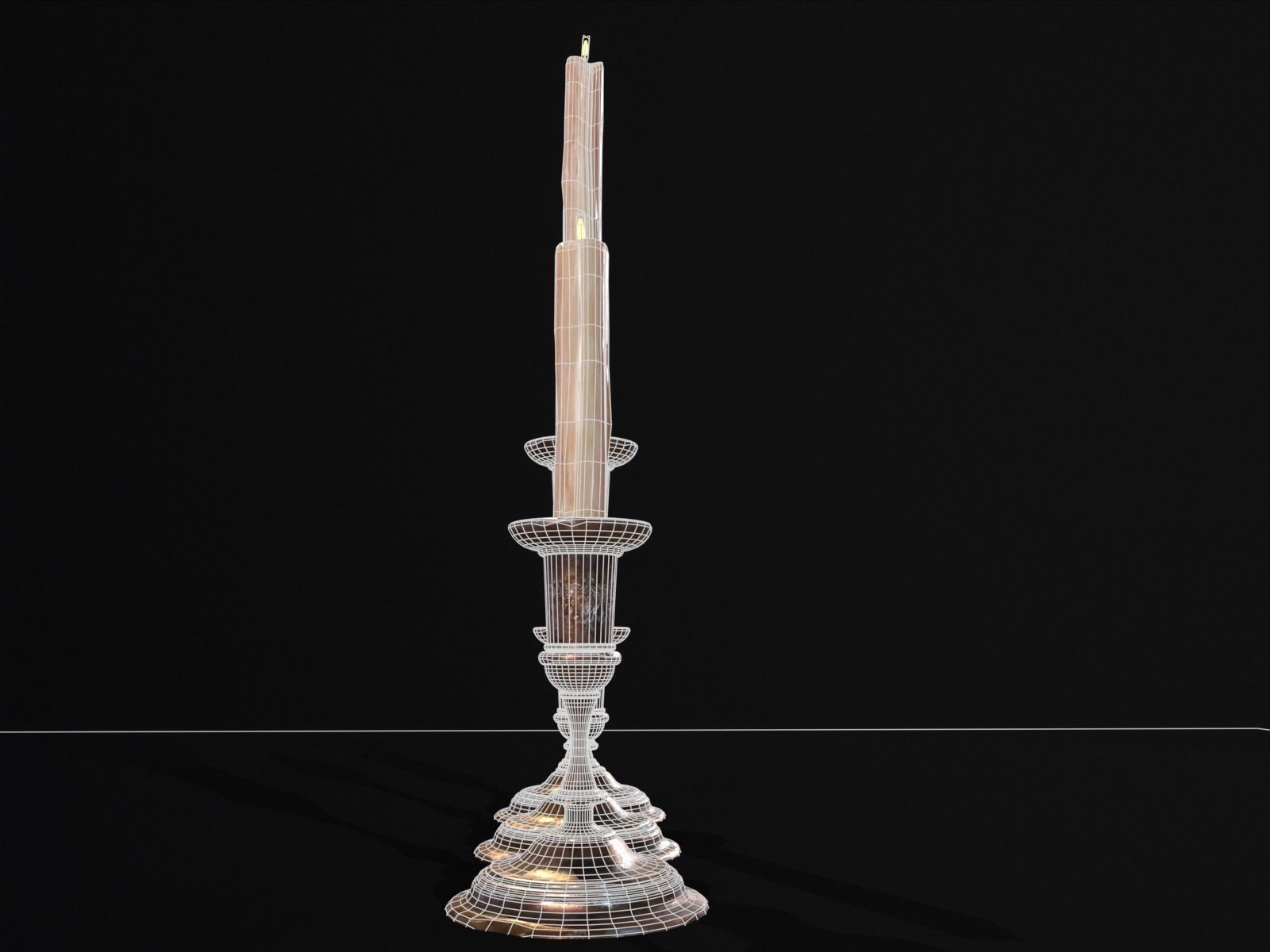 Antique Copper Candlestick Set Low-poly 3D model_11