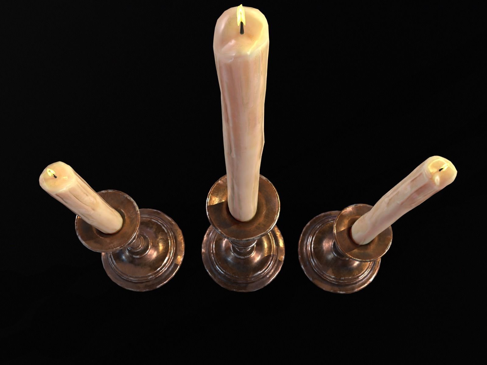 Antique Copper Candlestick Set Low-poly 3D model_24