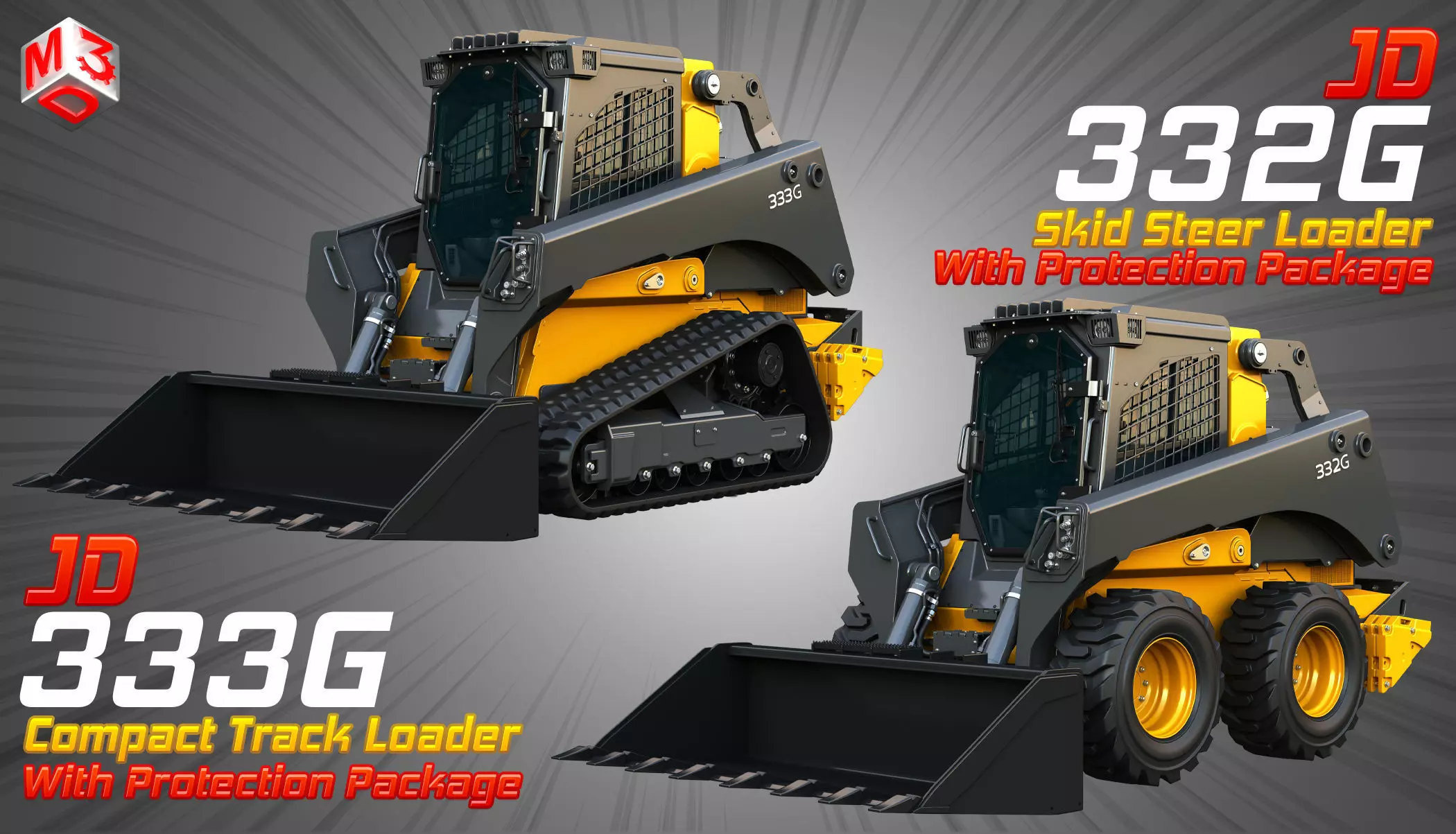 333G - 332G Loaders - Forestry Package 2 in 1 3D Model Collection_0
