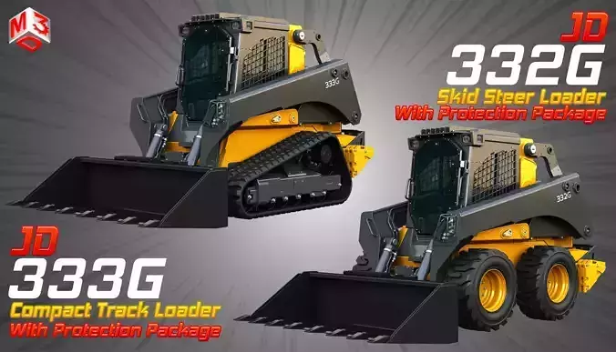 333G - 332G Loaders - Forestry Package  2 in 1 3D Model Collection
