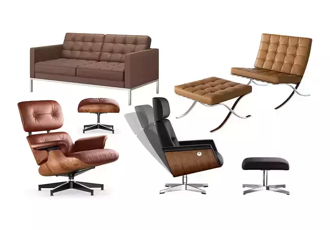 Collection of 4 branding armchairs and sofas 
