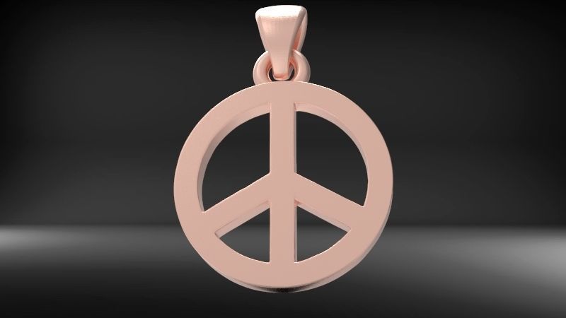 Peace Sign Jewelry Hippie Style Love Peace Pendant Necklace 3D print model_1
