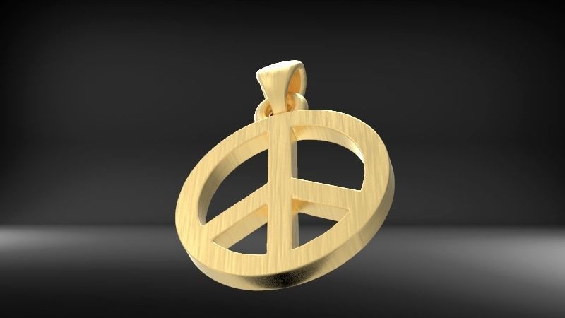 Peace Sign Jewelry Hippie Style Love Peace Pendant Necklace 3D print model_2