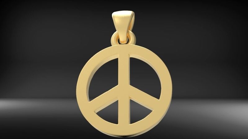 Peace Sign Jewelry Hippie Style Love Peace Pendant Necklace 3D print model_3