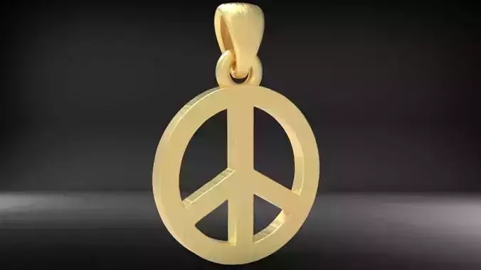 Peace Sign Jewelry Hippie Style Love Peace  Pendant Necklace  3D print model