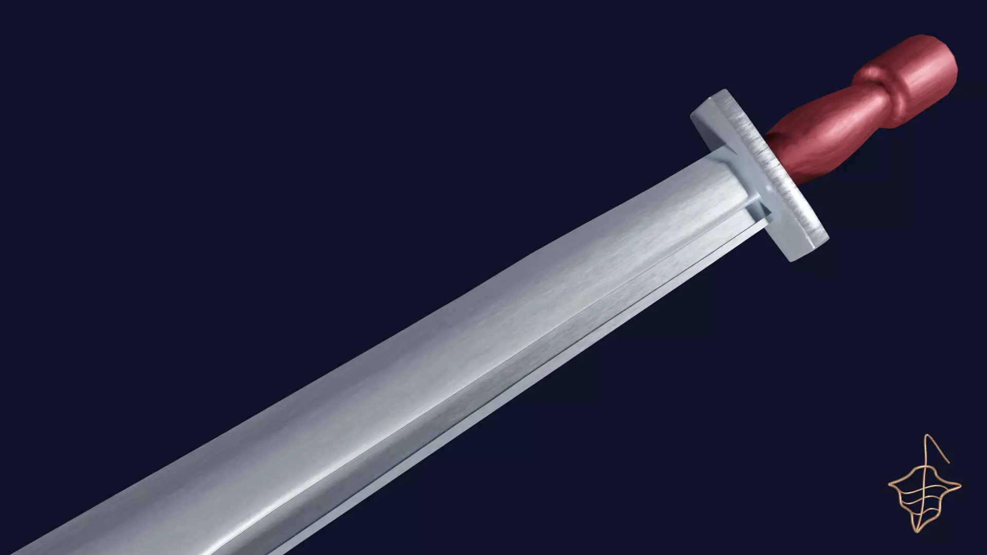 Falchion sword with Xyphos handle Low-poly 3D model