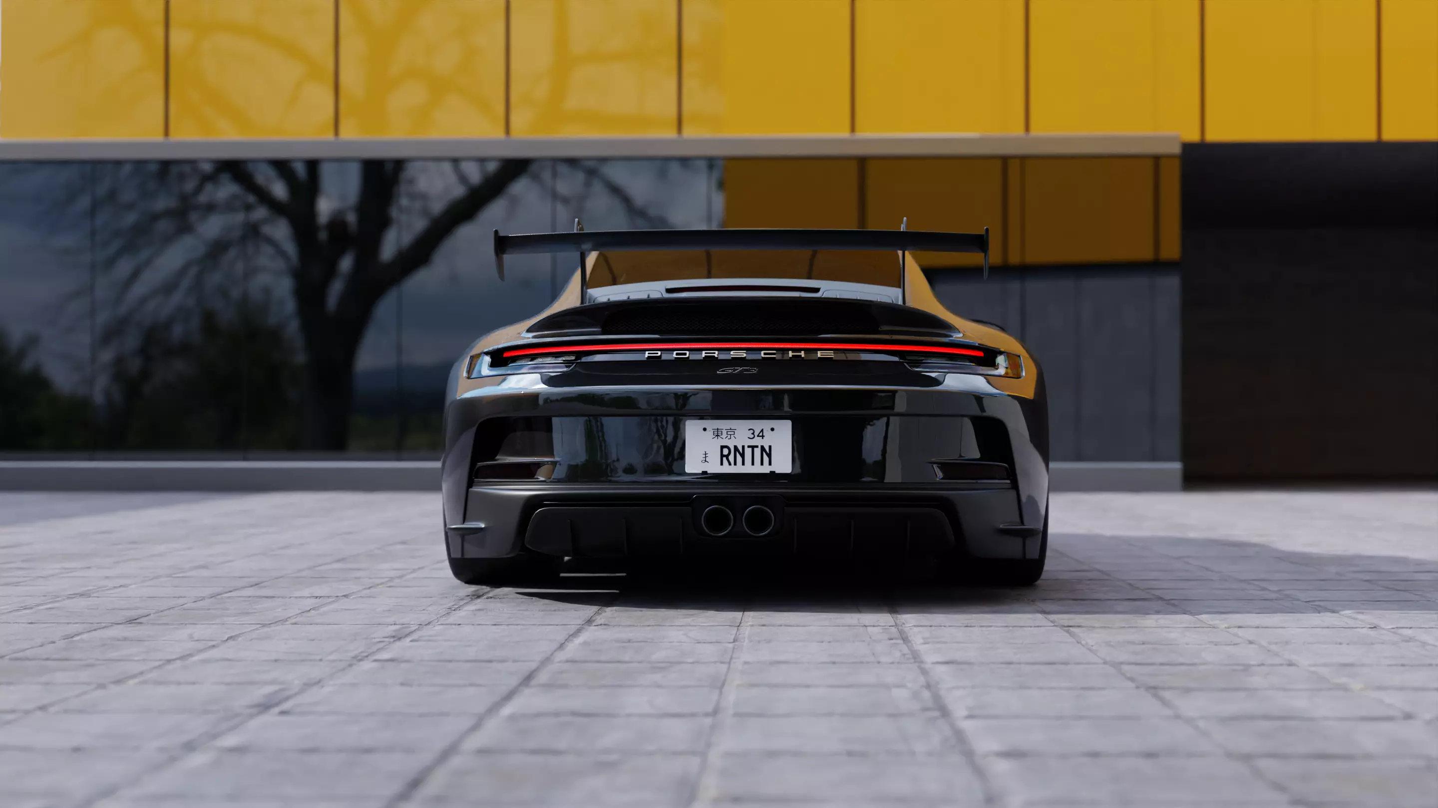 Automotive Render Scene 3D Blender File Textured  3D model_0