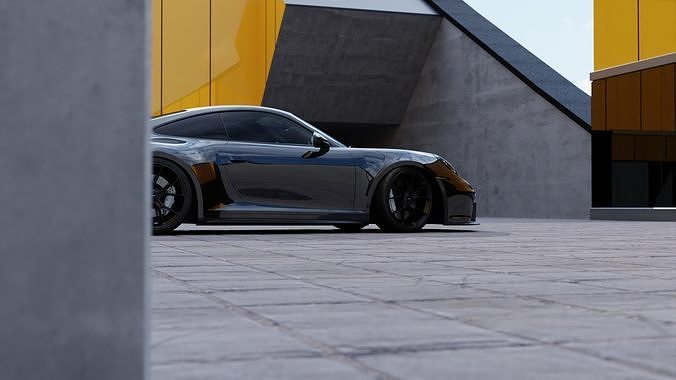 Automotive Render Scene 3D Blender File Textured  3D model 4