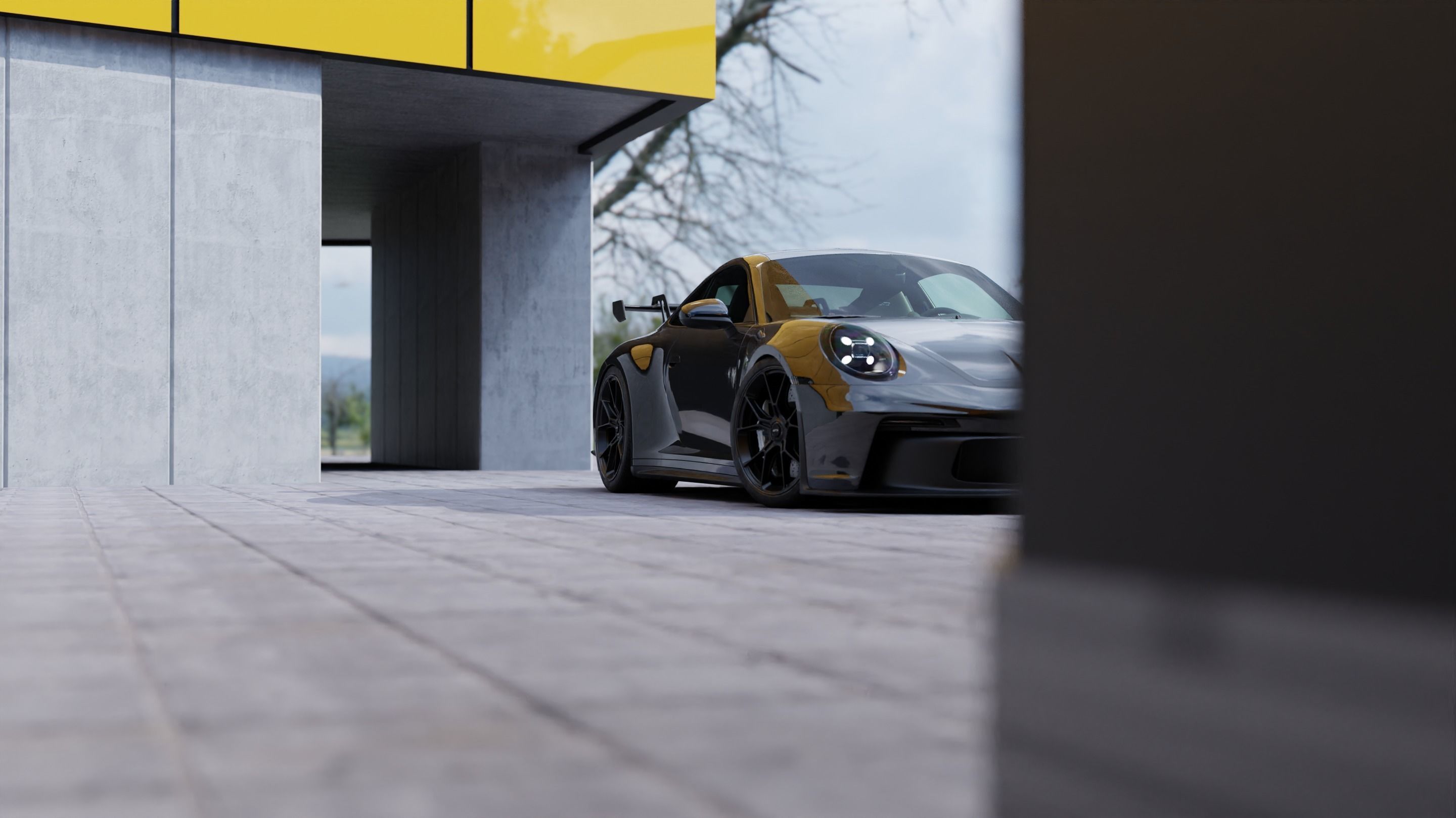 Automotive Render Scene 3D Blender File Textured  3D model_8