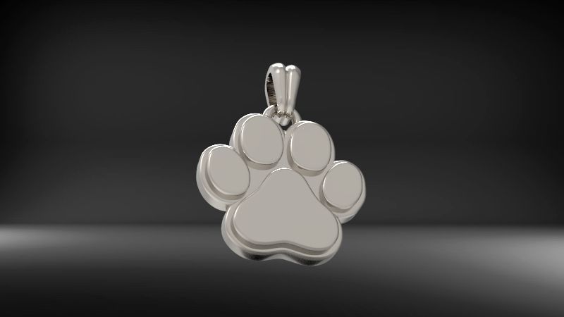Dog Paw Print Pendant Hollow Footprint Necklace Memorial Jewelry 3D print model_13