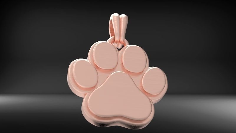 Dog Paw Print Pendant Hollow Footprint Necklace Memorial Jewelry 3D print model_12