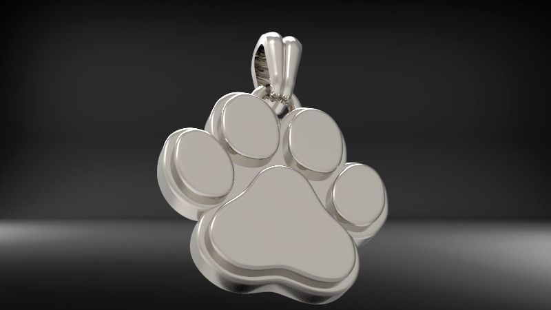 Dog Paw Print Pendant Hollow Footprint Necklace Memorial Jewelry 3D print model_15