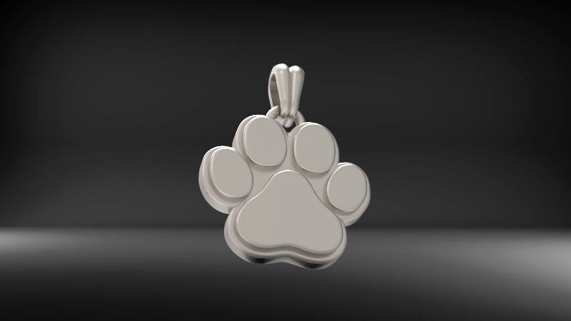 Dog Paw Print Pendant Hollow Footprint Necklace Memorial Jewelry 3D print model_14