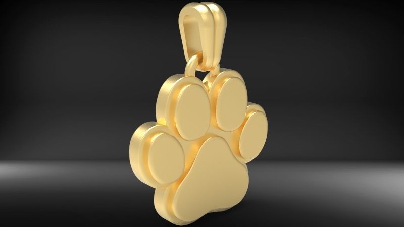 Dog Paw Print Pendant Hollow Footprint Necklace Memorial Jewelry 3D print model_8