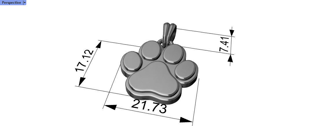 Dog Paw Print Pendant Hollow Footprint Necklace Memorial Jewelry 3D print model_7