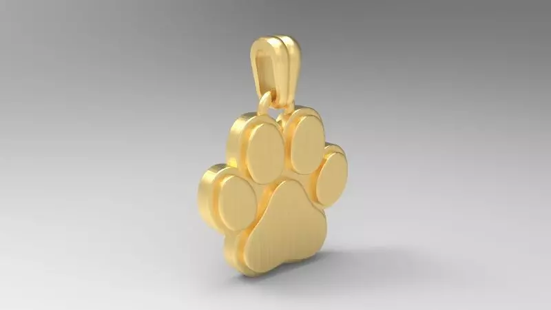 Dog Paw Print Pendant Hollow Footprint Necklace Memorial Jewelry 3D print model_0