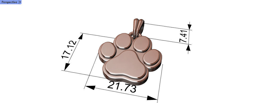 Dog Paw Print Pendant Hollow Footprint Necklace Memorial Jewelry 3D print model_5