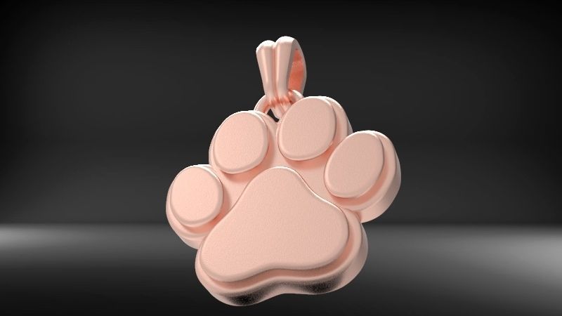 Dog Paw Print Pendant Hollow Footprint Necklace Memorial Jewelry 3D print model_11