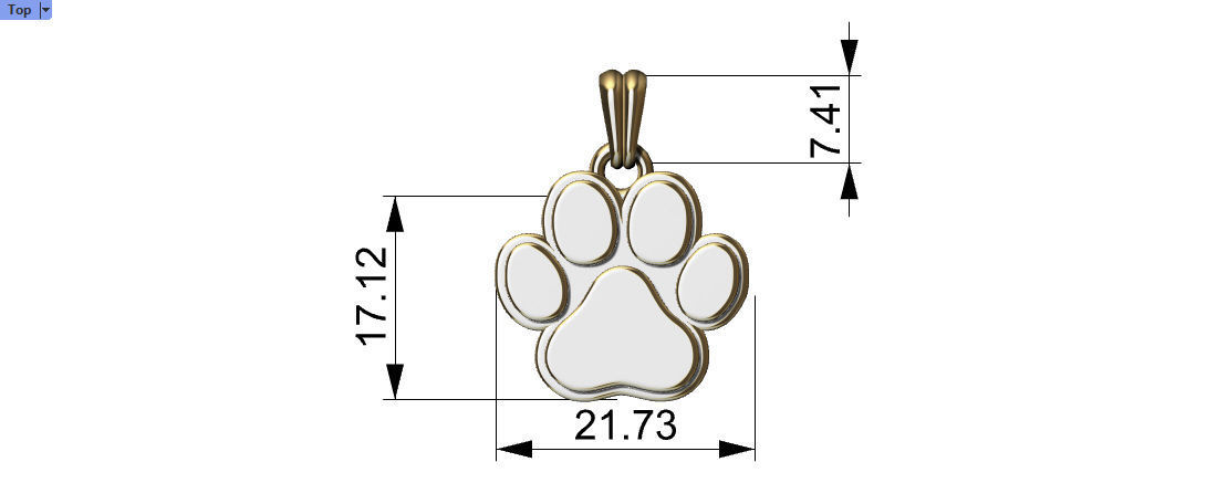 Dog Paw Print Pendant Hollow Footprint Necklace Memorial Jewelry 3D print model_17