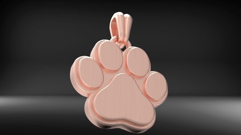 Dog Paw Print Pendant Hollow Footprint Necklace Memorial Jewelry 3D print model_1