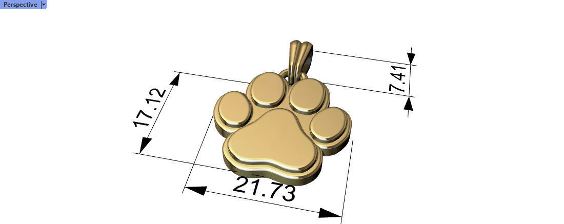 Dog Paw Print Pendant Hollow Footprint Necklace Memorial Jewelry 3D print model_4