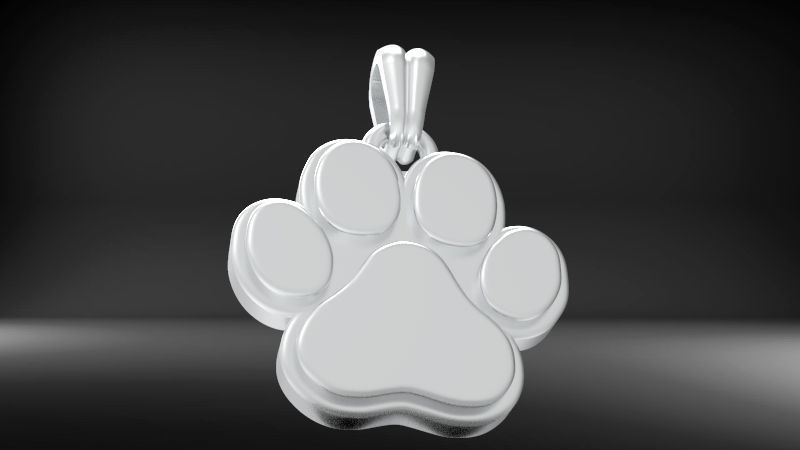 Dog Paw Print Pendant Hollow Footprint Necklace Memorial Jewelry 3D print model_2