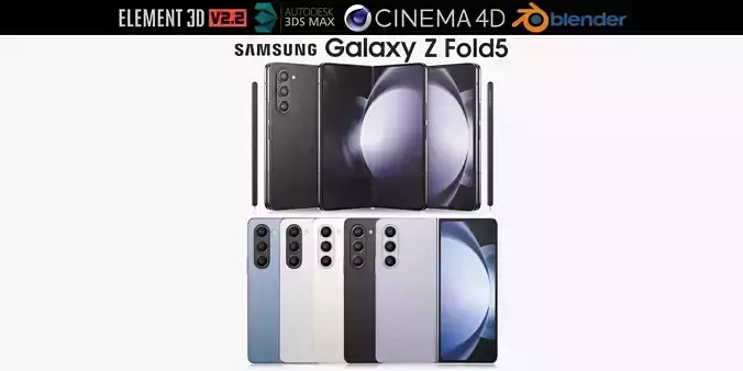 Samsung Galaxy Z Fold 5 All colors 3D model