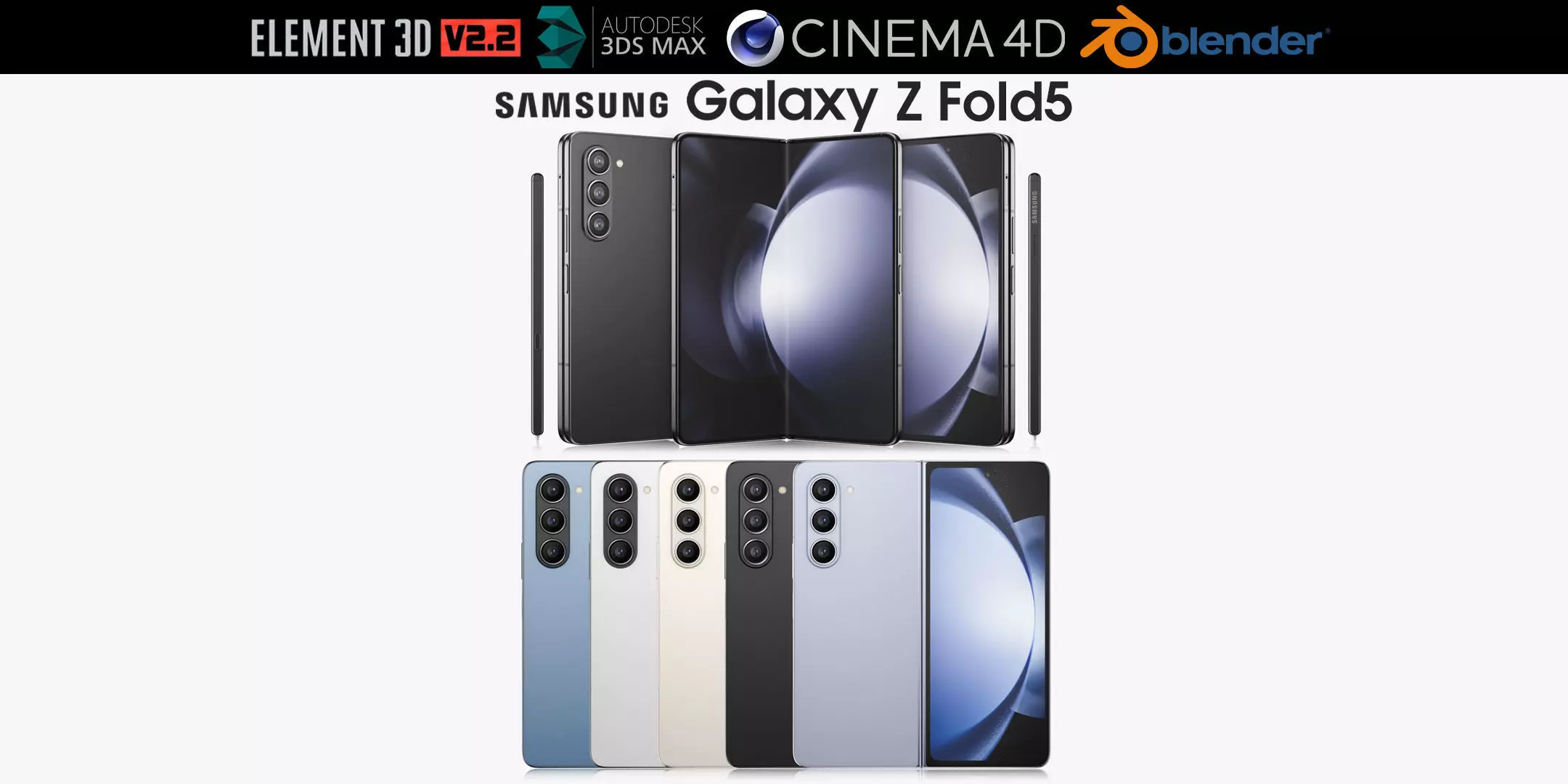 Samsung Galaxy Z Fold 5 All colors 3D model
