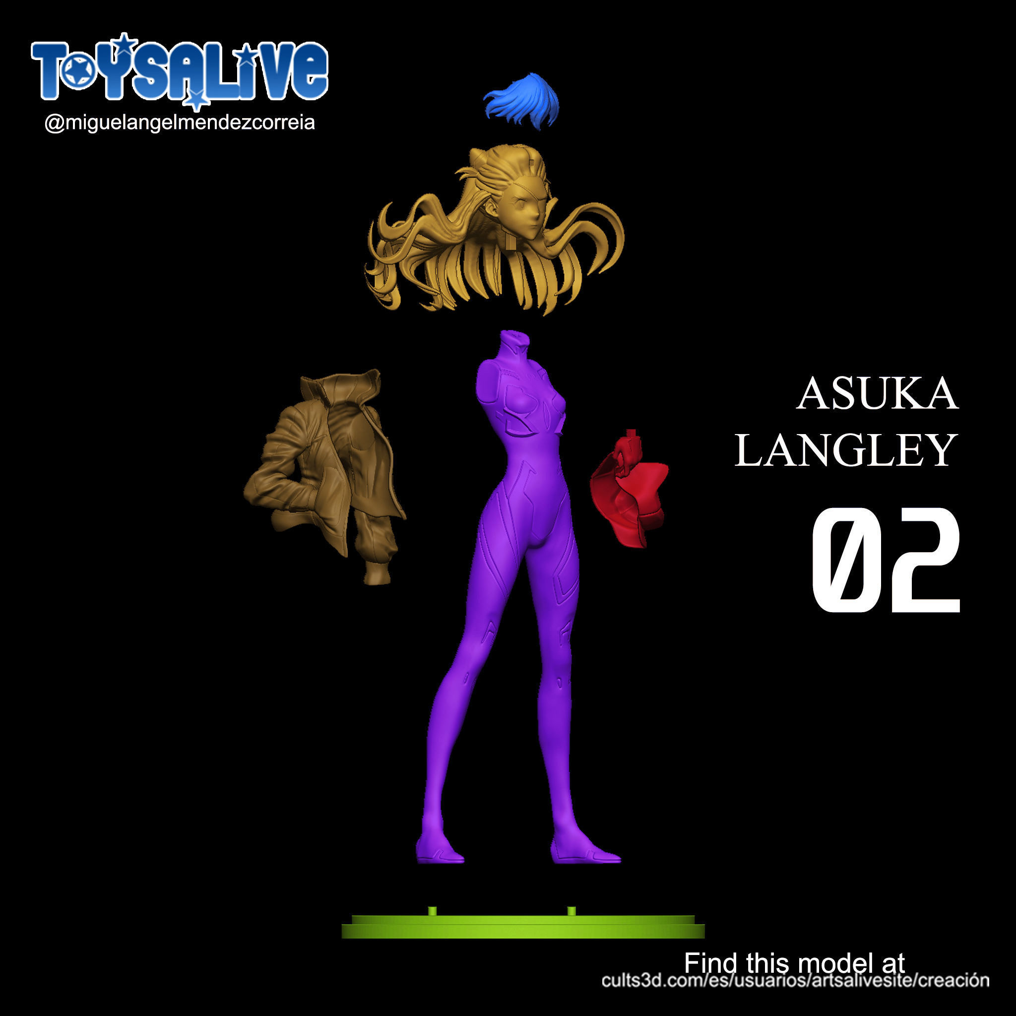 ASUKA LANGLEY 3D MODEL 3D print model_7