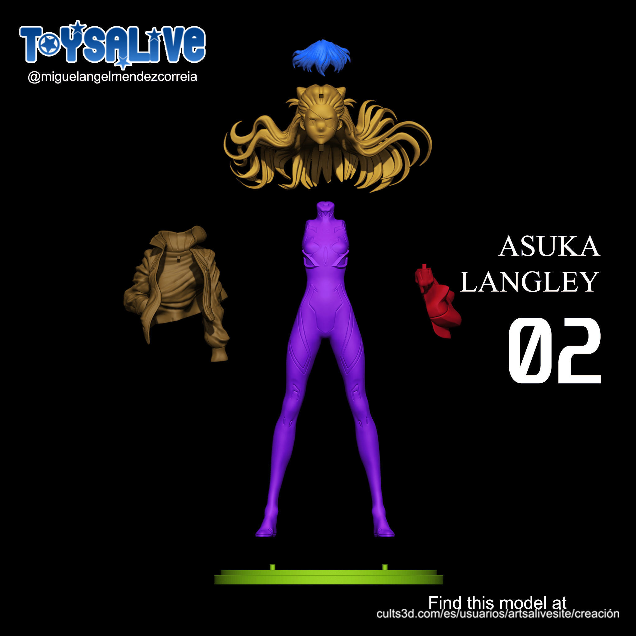 ASUKA LANGLEY 3D MODEL 3D print model_6