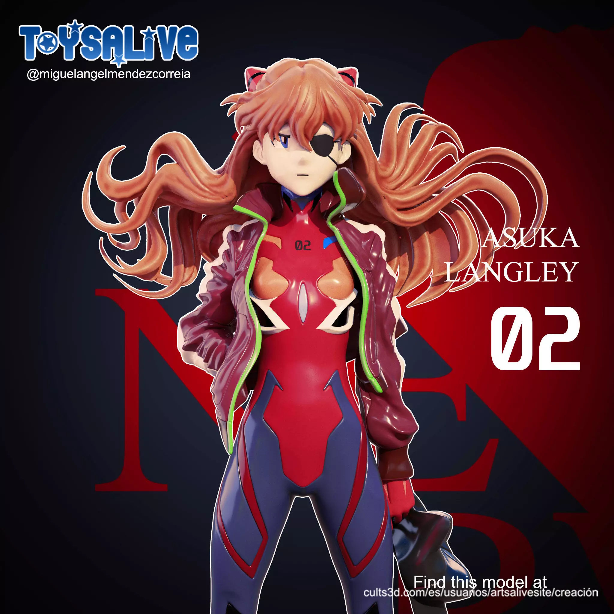 ASUKA LANGLEY 3D MODEL 3D print model_0