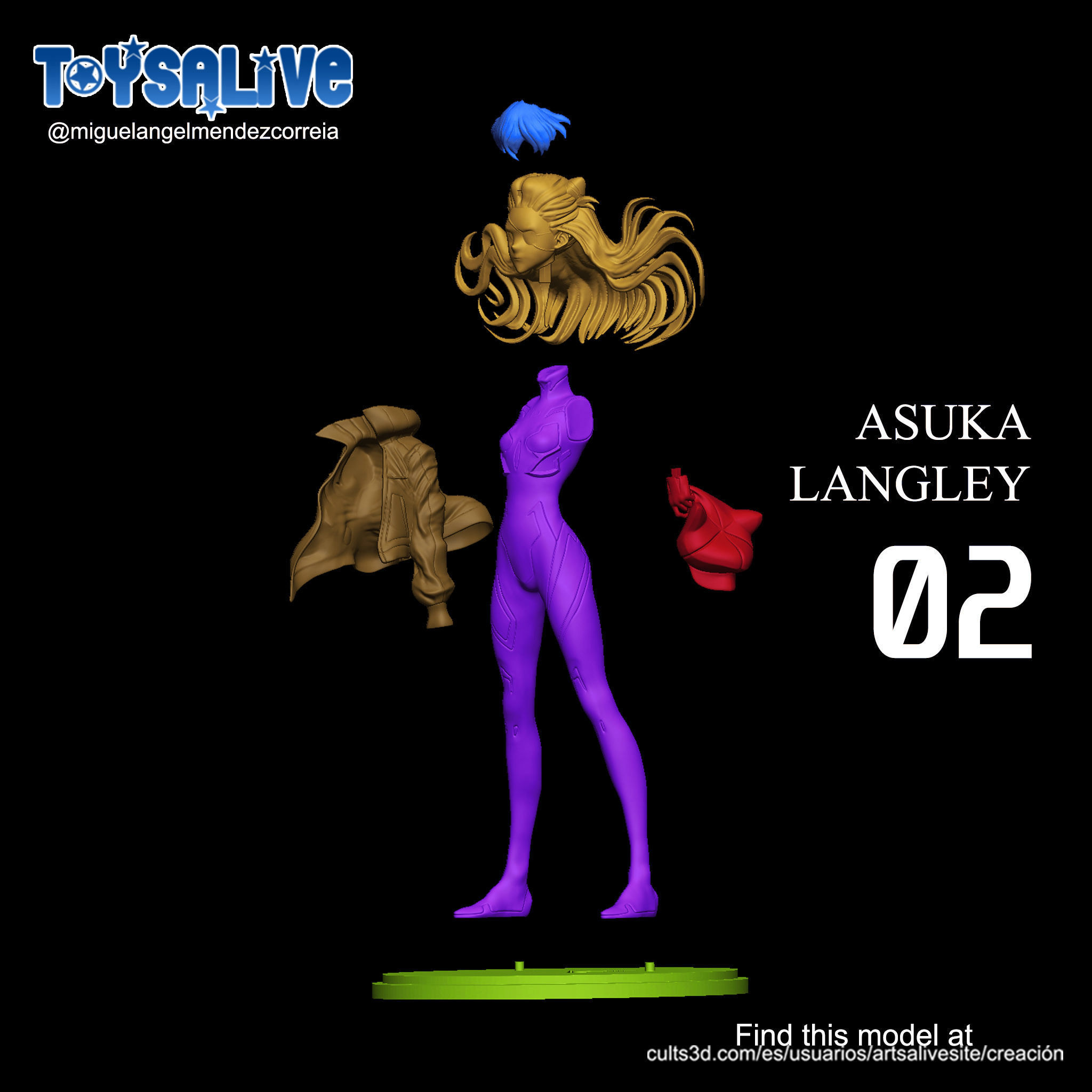 ASUKA LANGLEY 3D MODEL 3D print model_8