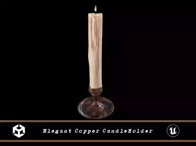 Elegant Copper CandleHolder Low-poly 3D model