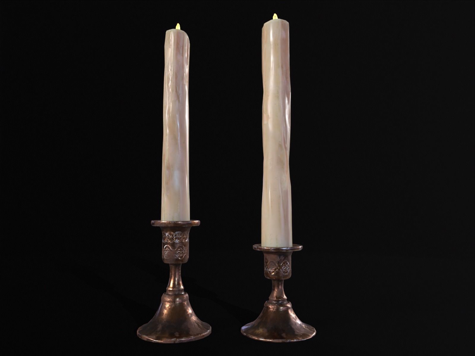 Elegant Copper Large CandleStick Set Low-poly 3D model_14