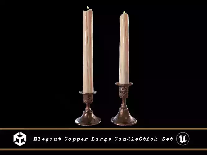 Elegant Copper Large CandleStick Set Low-poly 3D model