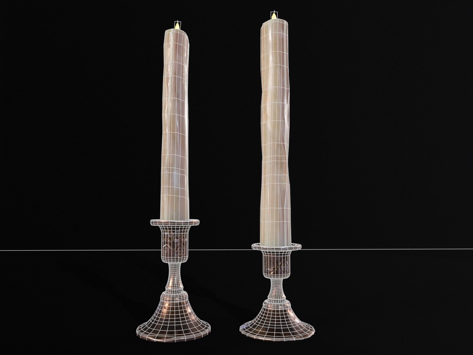 Elegant Copper Large CandleStick Set Low-poly 3D model_19