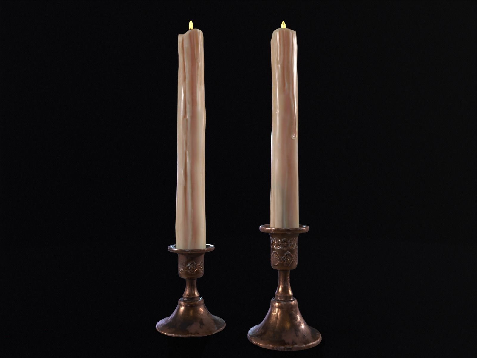 Elegant Copper Large CandleStick Set Low-poly 3D model_5