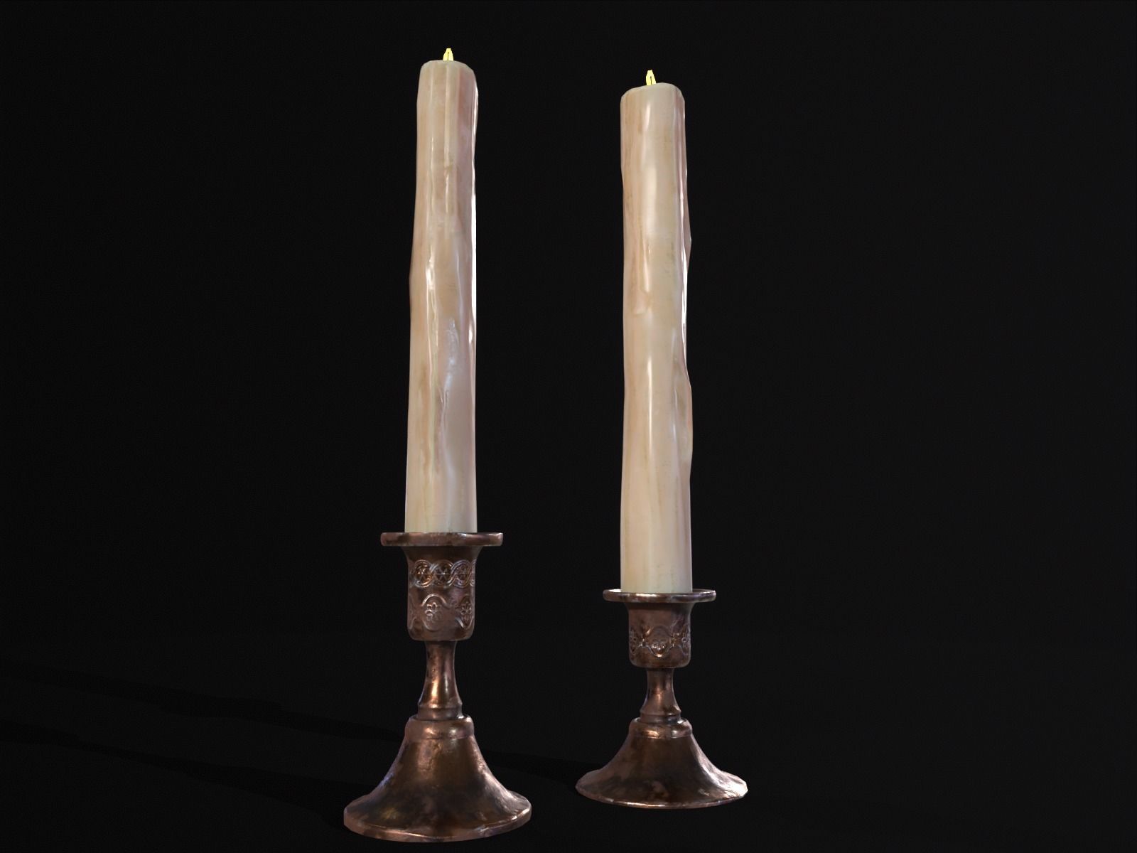Elegant Copper Large CandleStick Set Low-poly 3D model_8