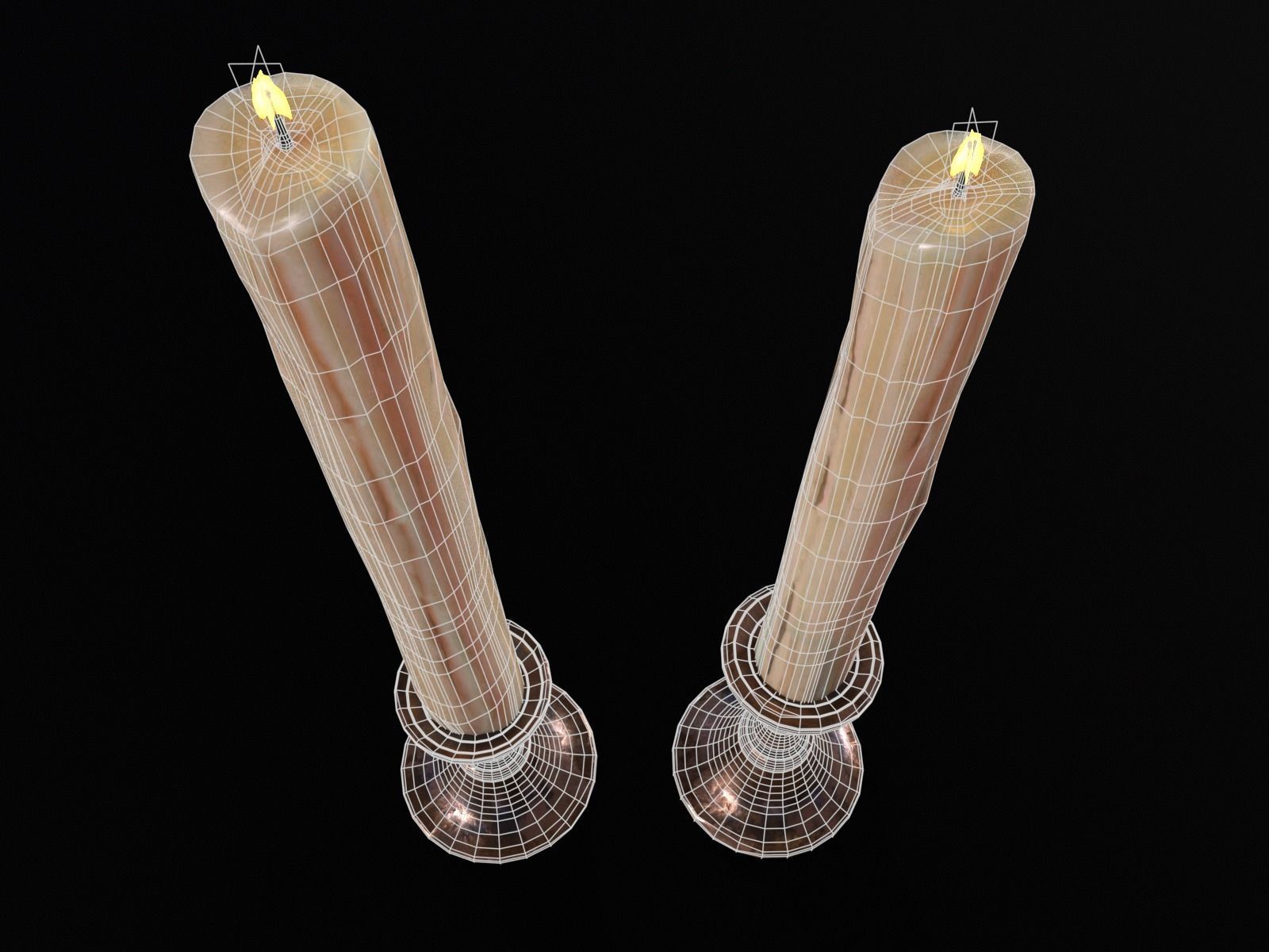 Elegant Copper Large CandleStick Set Low-poly 3D model_21
