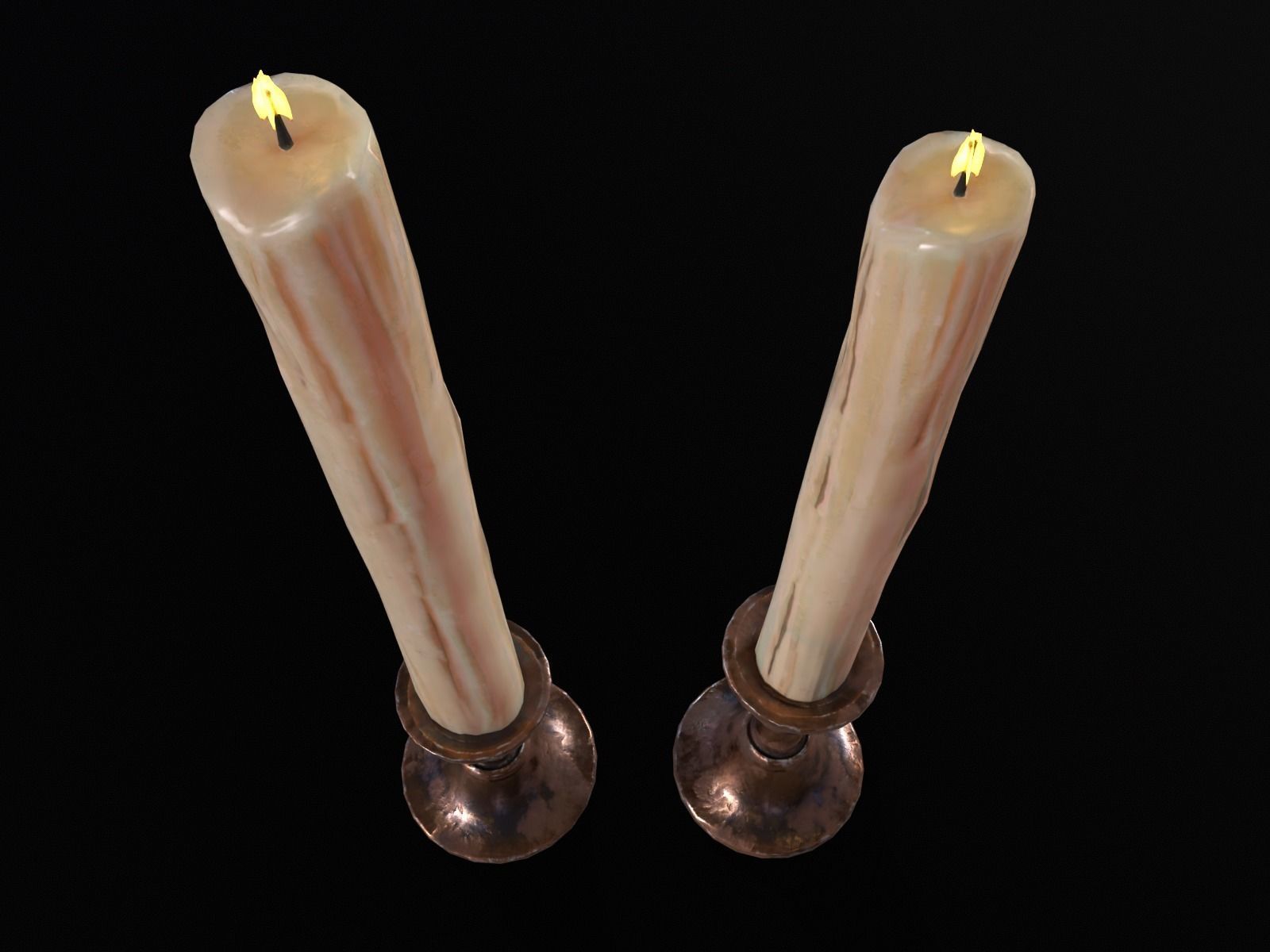 Elegant Copper Large CandleStick Set Low-poly 3D model_18