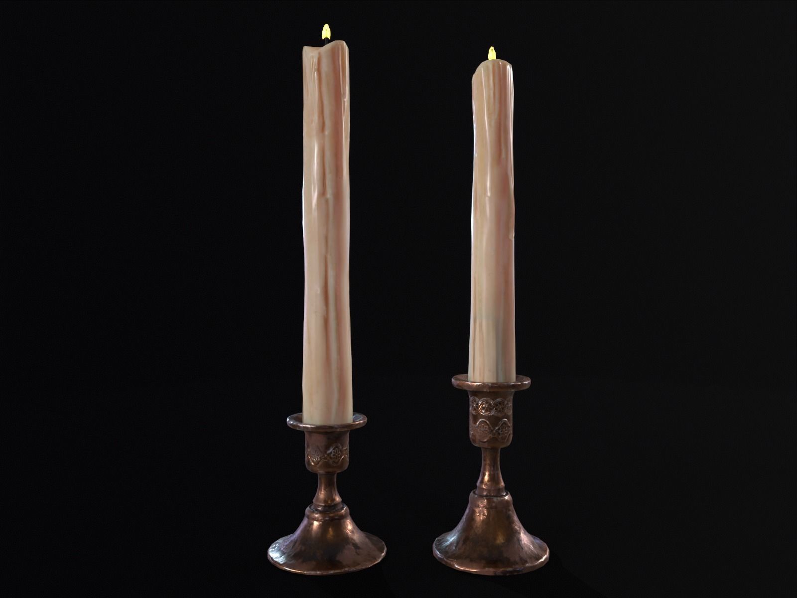 Elegant Copper Large CandleStick Set Low-poly 3D model_2