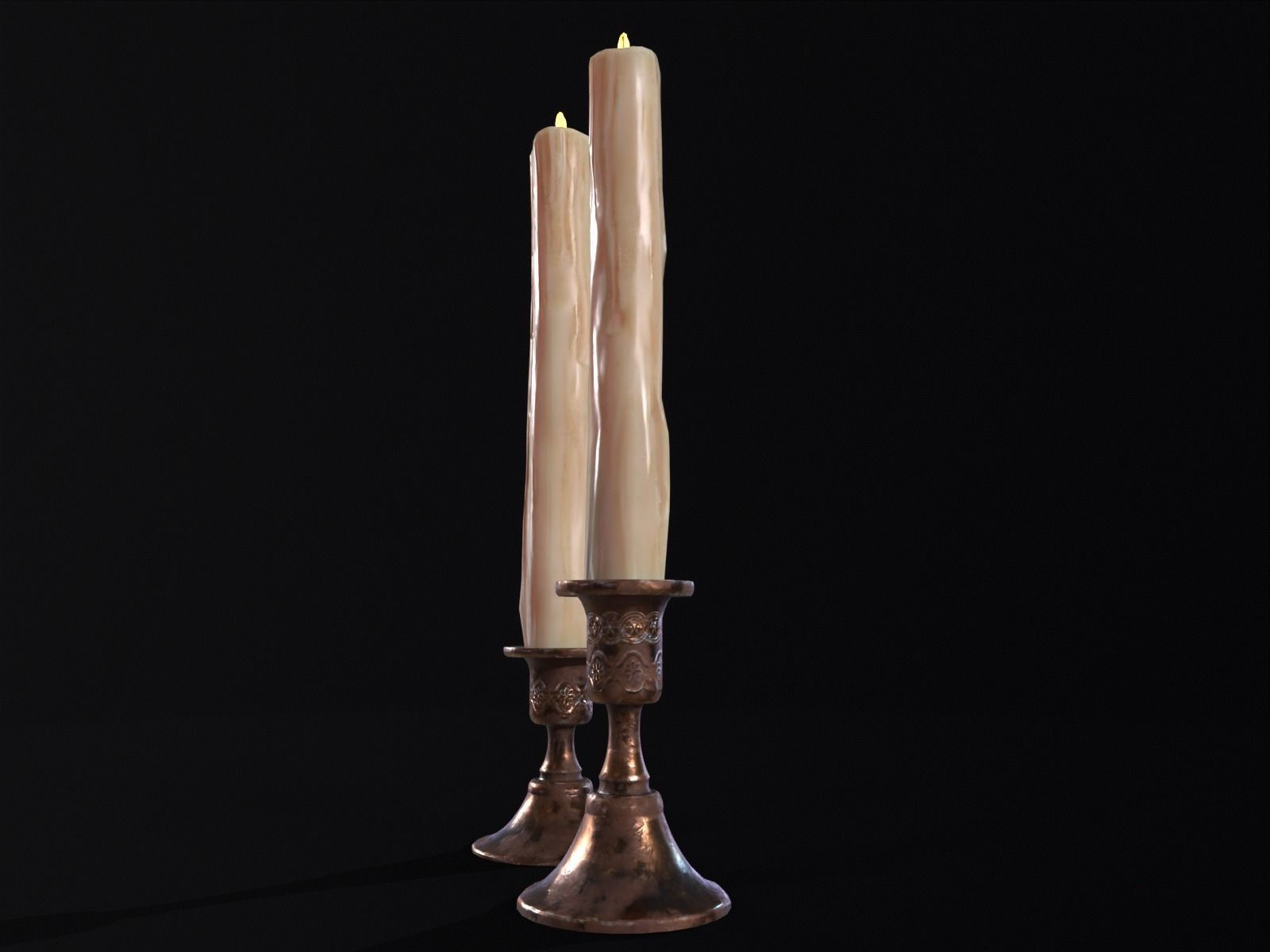 Elegant Copper Large CandleStick Set Low-poly 3D model_6