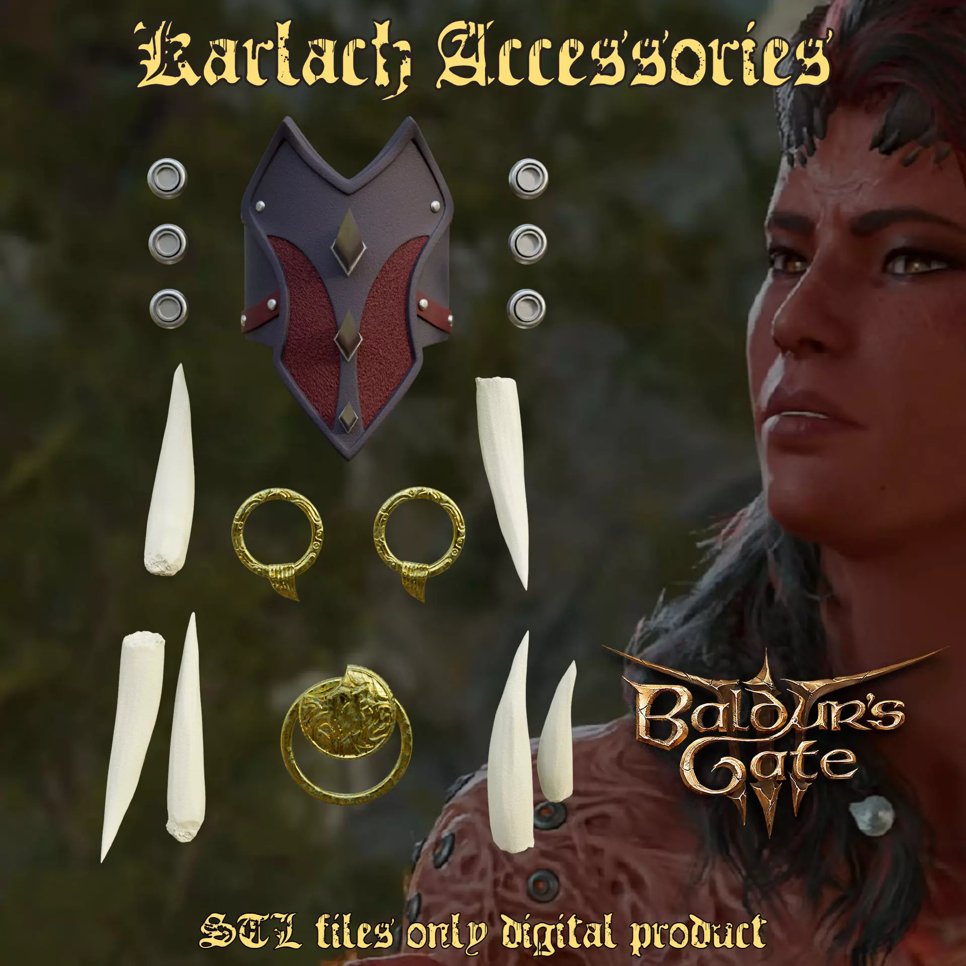 Karlach accessories set Baldurs Gate 3 3D print model